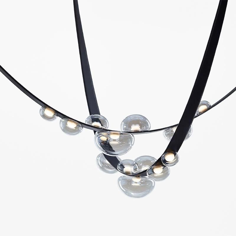 2022 Hot Seller Modern Art Bubble Ball Chandelier Custom Lamp Glass Ball Leather Belt Pendant Light