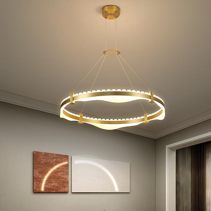 2022 LED Pendant Light Modern Chandelier Lighting 2 Rings Adjustable Ceiling Pendant Light