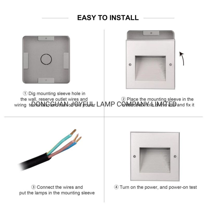 LED Step Light IP65 LED Outdoor Wall Lamp Recessed Garden Light Square Light with Mounting Sleeve