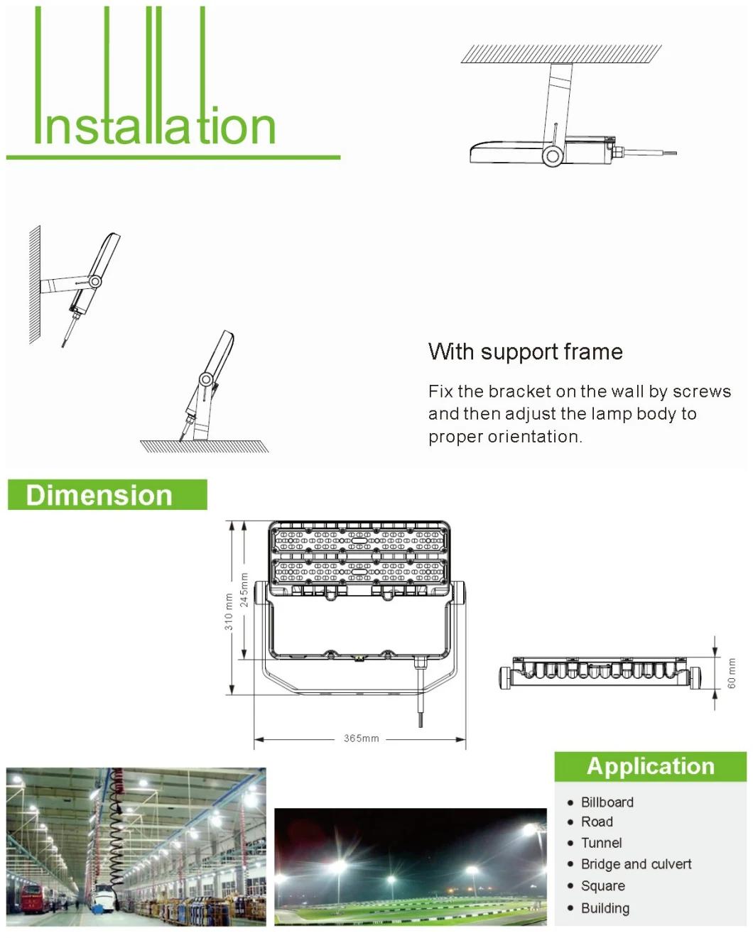 IP66 Waterproof Aluminum Slim 100W LED Flood Light for Sport Court Lighting