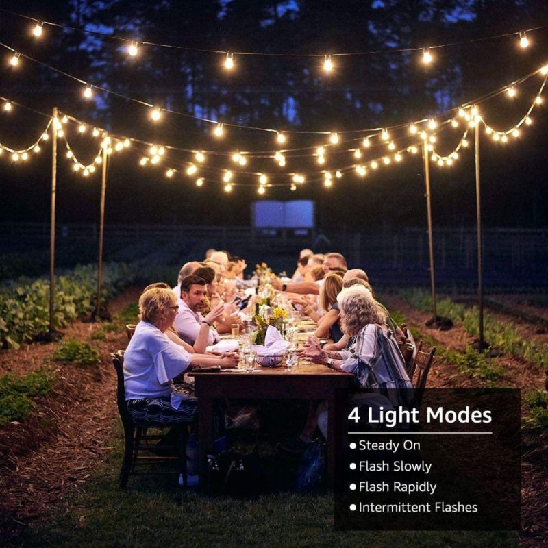 LED String Lighting with or Without Solar 25FT 48FT Christmas Lights Fairy Festival Holiday Light with E27 E26 E12 S14 G40 Bulb for Wedding Party