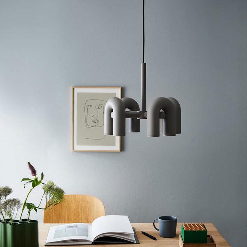 2022 Northern Europe Postmodern Simple Creative Personality Living Room Dining Room Designer Model Bedroom Art U - Shaped Chandelier