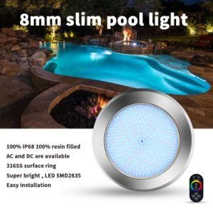 25watt 316ss Ultra Thin 8mm LED Swimming Pool Light with Two Years Warranty