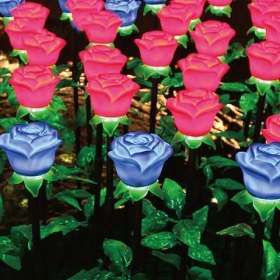 LED Artificial Rose Lily Flower Lights for Garden Grass Decoration