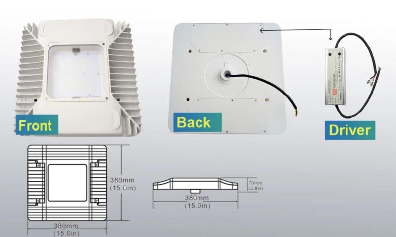 High Efficiency IP65 50W 80W LED Canopy Light