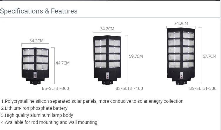 Bspro Wholesale High Power 300W 400W 1000W Lights Waterproof Windproof LED Solar Street Light