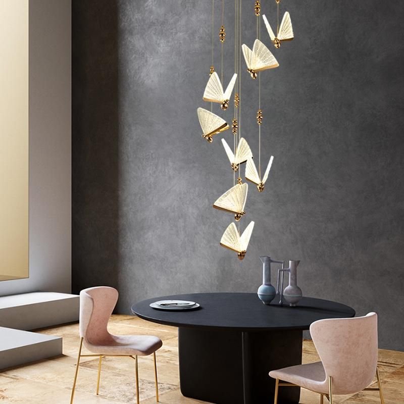2022 Hotel Luxury Dining Hinging Crystal Butterfly Chandeliers Lighting