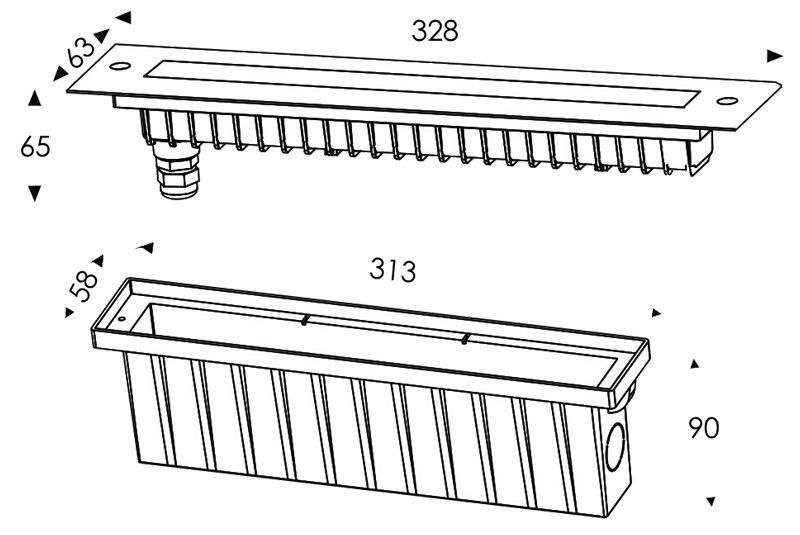 IP67 6W 12W 18W LED Linear Light Strip Inground Light Recessed Linear Inground Wall Wash Light with Stainless Steel Front Cover for Landscape Lighting