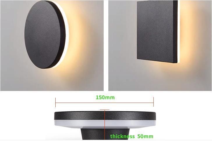 New PC IP65 Waterproof Round Surface Mounted LED Outdoor Wall Light for Decorations
