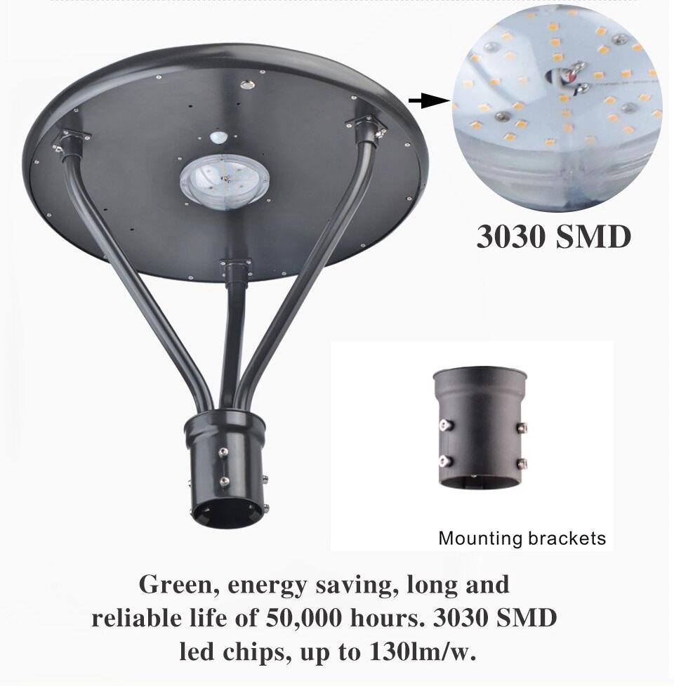 25W Best Solar Light Post B2 for Parks Solar Lights on Top of Fence Post