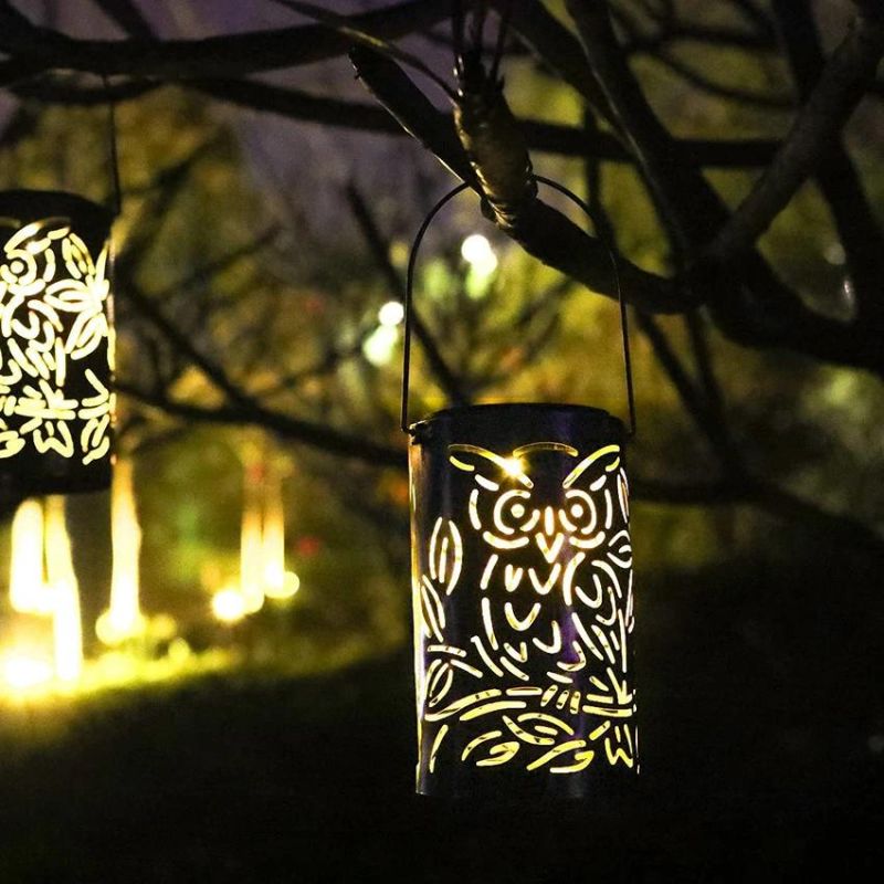 Outdoor Christmas Solar Lights Retro Hanging Solar Lantern with Handle