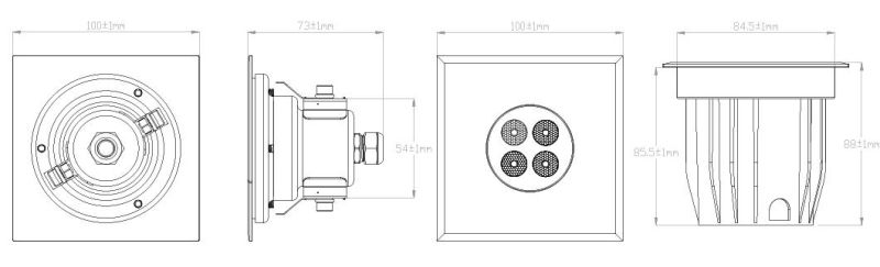 3W Mini High Voltage SS316L Square Underground Lights with CE RoHS IP68 Certificate