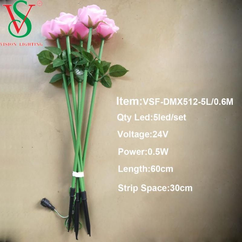 DMX512 LED 24V Rose Flower Christmas Decoration Garden Light