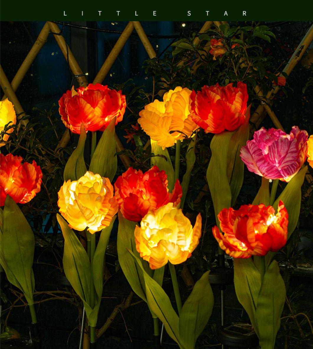 Tulip LED Solar Powered Flower Light for Grave Pathway Cemetery Memory Garden Patio Decoration