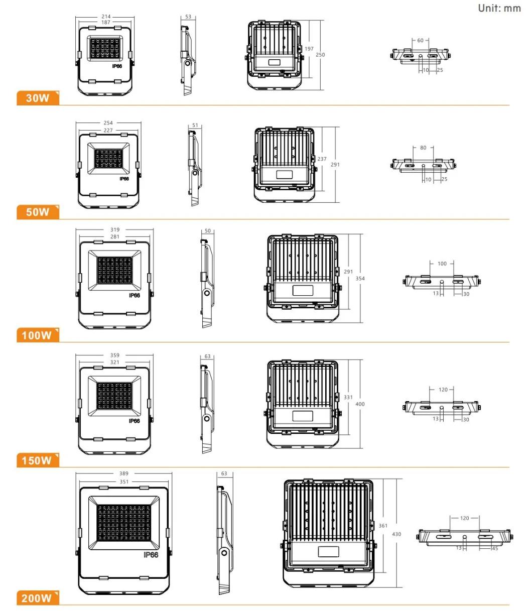 Industrial Aluminium LED Projector Lamp 200W Flood Light for Road