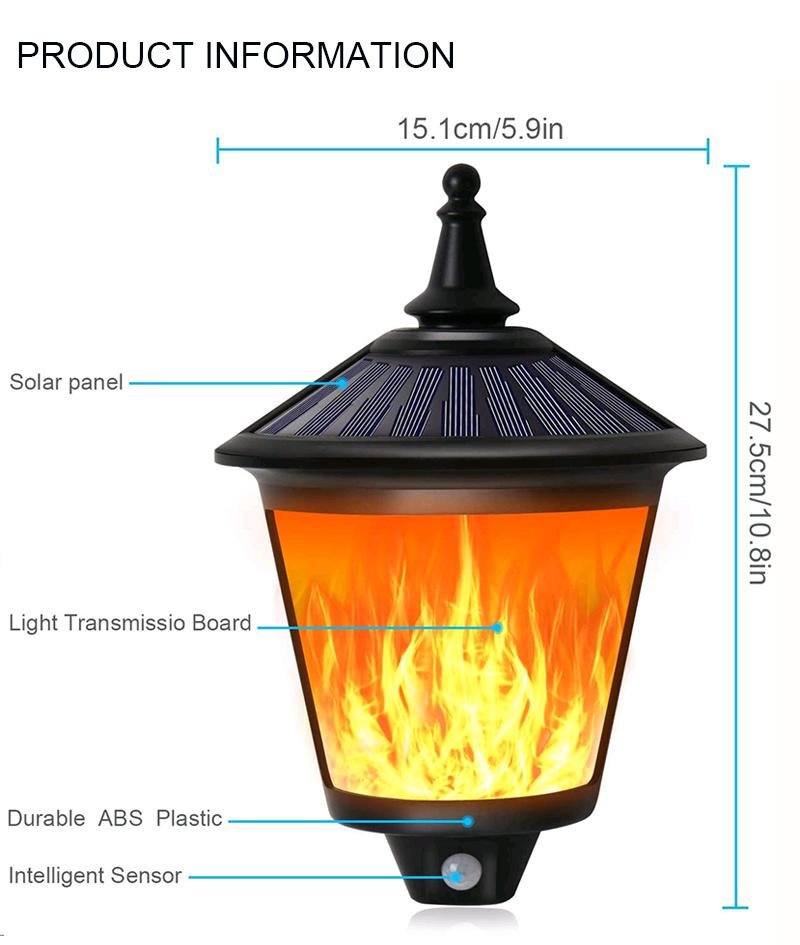 Yard Flickering Flames Wall Lights Outdoor Decorative Solar Flame Hanging Plastic Fire Moving LED Lantern Solar Light