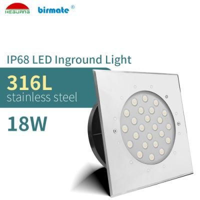 18W Square IP68 Structure Waterproof LED Inground Light Underground Light