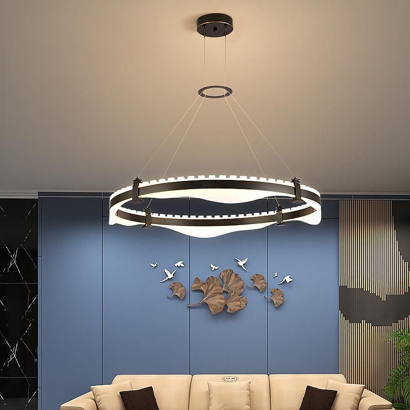 2022 LED Pendant Light Modern Chandelier Lighting 2 Rings Adjustable Ceiling Pendant Light