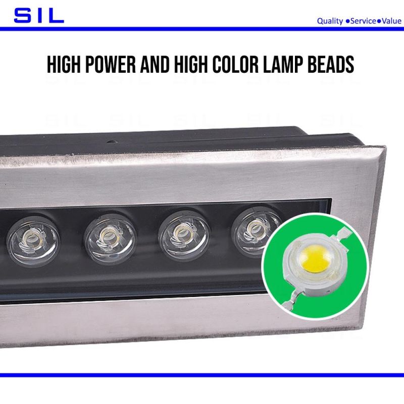 LED Linear Light Stainless Steel Recessed IP65 24W LED Building Decoration Light