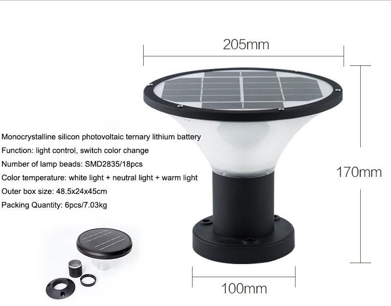 Solar Pillar Light Outdoor Waterproof Wall Light Decorative Garden Light