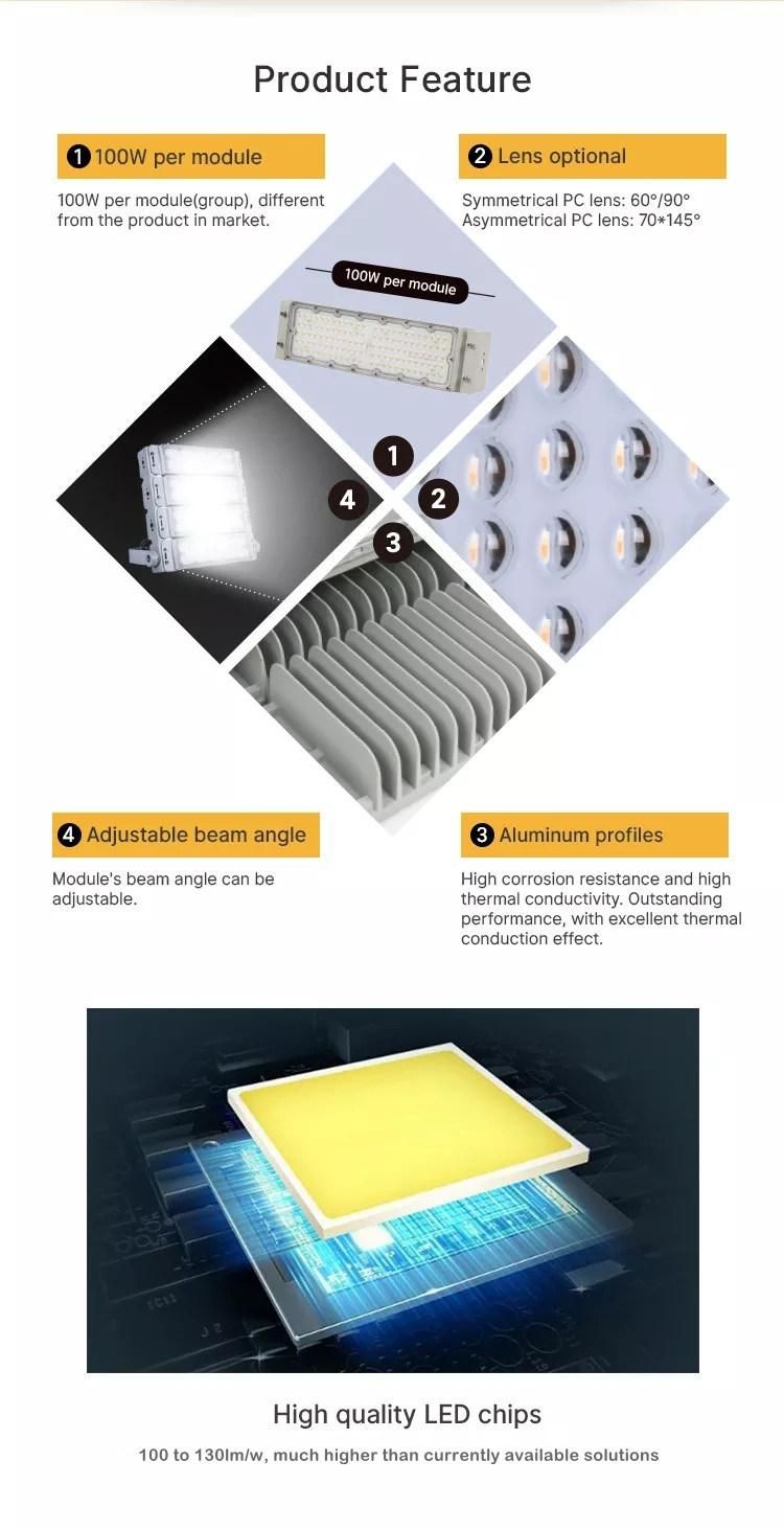 IP66 SMD3030 120-130lm/W Super Bright Outdoor 800W LED High Mast Stadium Lighting