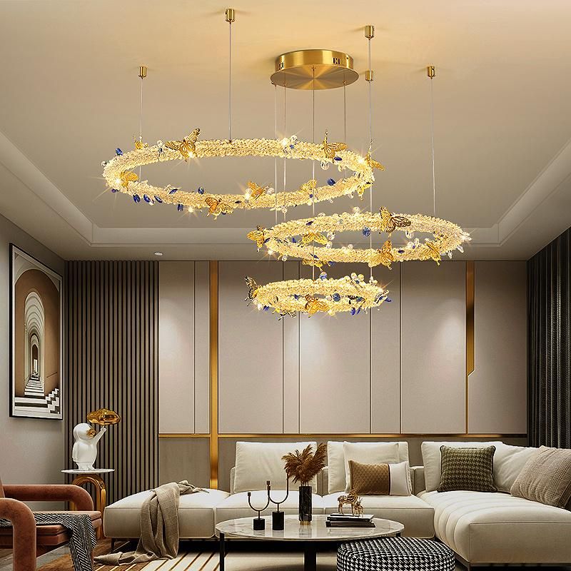 2022 Nordic Style Garland Style Bedroom Living Room Dining Room Crystal Golden Hanging Chandelier