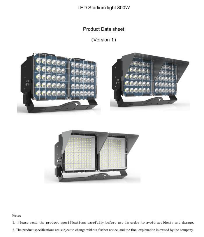 Rygh Outdoor Stadium Sport Hall High Mast LED Sports Light 800W CE RoHS CREE Chip+Inventronics Driver