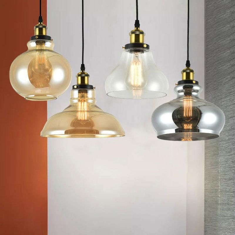 2022 Popular Bell Glass Lampshade Chandelier Middle Size Farmhouse Decorative Pendant Light