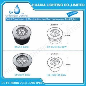 36watt IP68 Waterproof 12V Stainless Steel LED Underwater Recessed Light