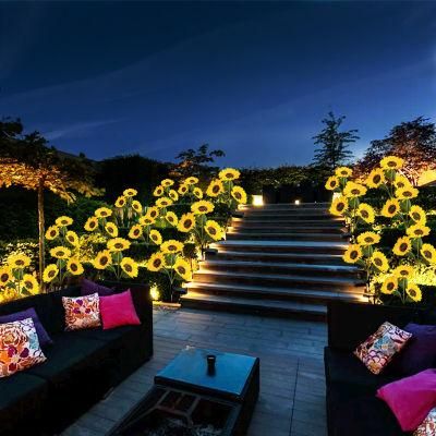 Waterproof Lights Solar Garden Lights Outdoor Landscape Sunflower LED Lawn Light