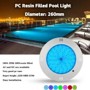 No Flicker No Glare High Purity RGB Resin Filled Wall Mounted LED Swimming Pool Lights with Two Years Warranty