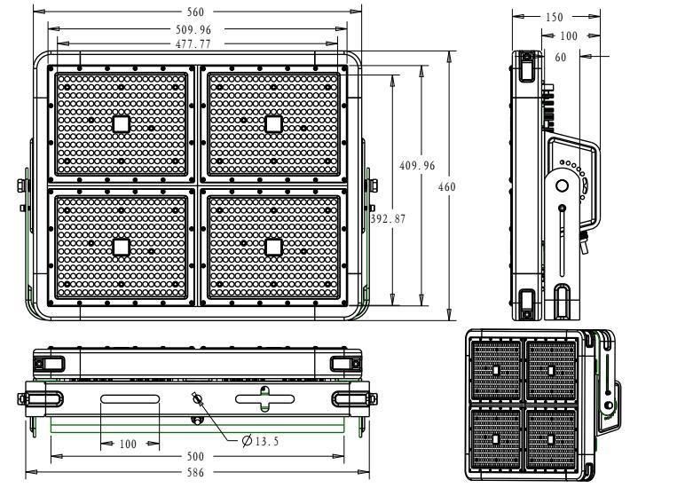 2019 High Power LED Court Light 720 Watt, IP68 Module LED Flood Light 180W with 5 Years Warranty