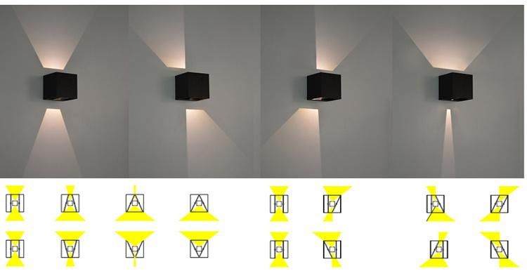 IP54 Outdoor Adjustable up and Down Cube LED Wall Lamp