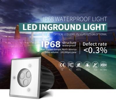 Low Power DC24V External Control Square LED Ground Pool Lighting