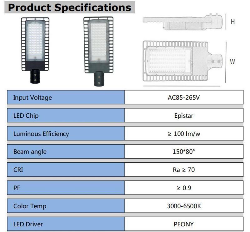 New Design Factory Direct Sales 100W 120W 150W LED Street Light LED Yard Light