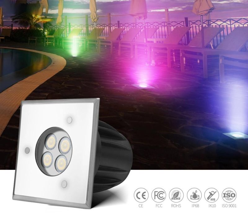 3W Mini High Voltage SS316L Square Underground Lights with CE RoHS IP68 Certificate