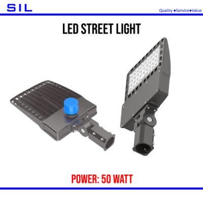 Robust IP65 with Internal Power Driver Box Design 50 Watts Smart Photocell Sensor Function LED Shoebox Light LED Street Light