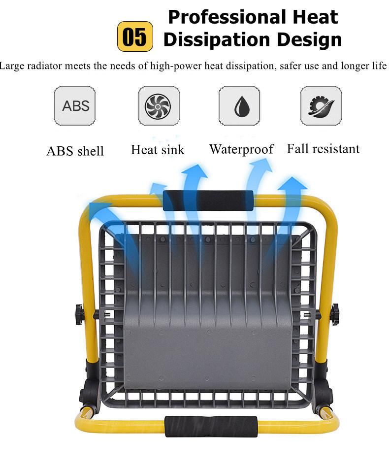 200W High Lumen Emergency Light for Home Rechargeable Flood Light