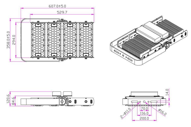 Newest High Power 480W LED Flood Lamp with High Pole