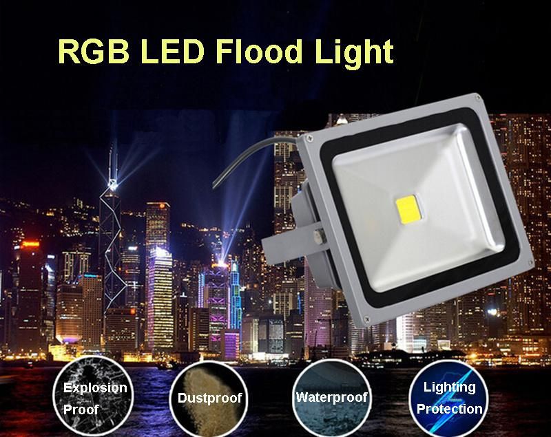 Outdoor Exterior Energy-Saving Landscape Industrial Reflector Red/Yellow/Green/Blue/RGB Waterproof 50W 100W Spot RGB LED Flood Light