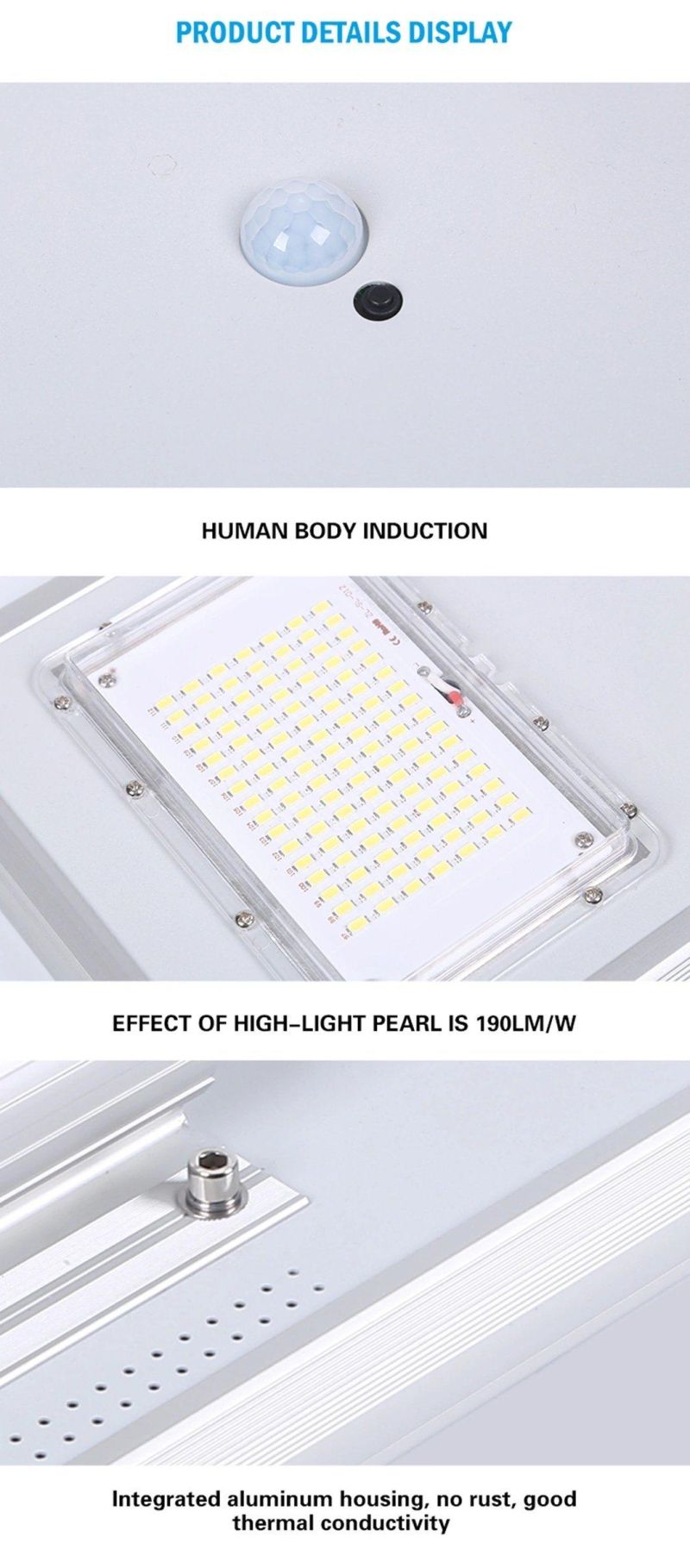 Waterproof Aluminum Solar Powered All in One LED Street Lamp with The Human Body Induction Uild