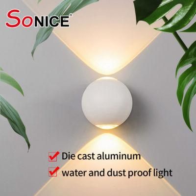 Waterproof High Luminous Die Casting Aluminium Ball Shape LED SMD Color Changing Wall Lights for Household Hotel Corridor Garden