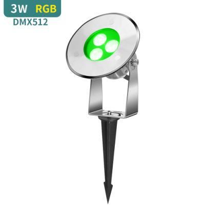 Garden 3W RGB DMX512 Control SS316L Stainless Steel Park The Grass Controlled LED Lights