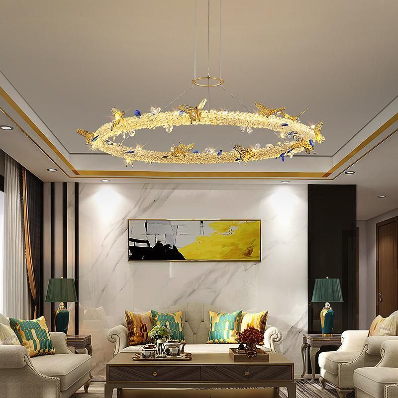 2022 Nordic Style Garland Style Bedroom Living Room Dining Room Crystal Golden Hanging Chandelier