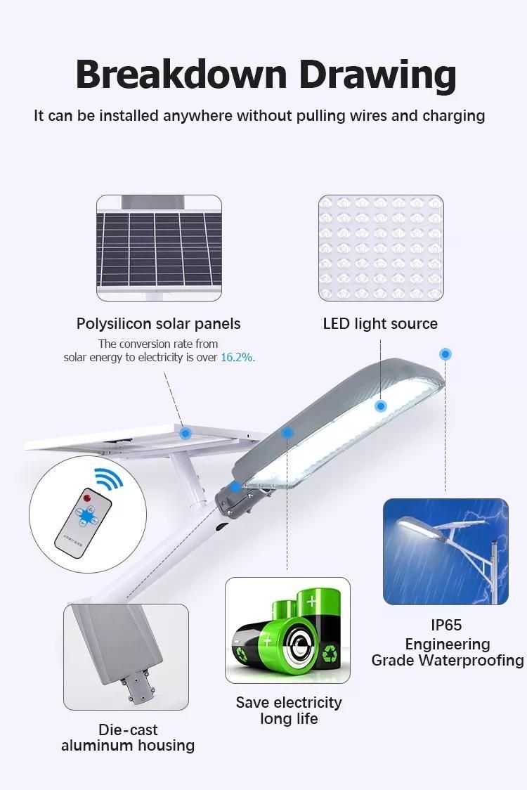 Economical Remote Control Waterproof Outdoor 50W LED Solar Street Light