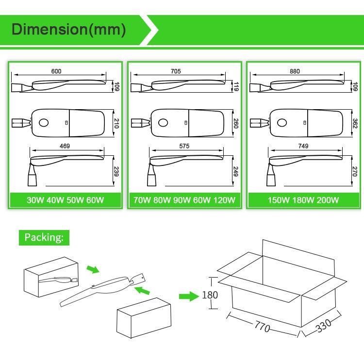 Good Quality High Lumen 150lm/W Photocell NEMA Socket Lm79 50W Outdoor Street Lighting