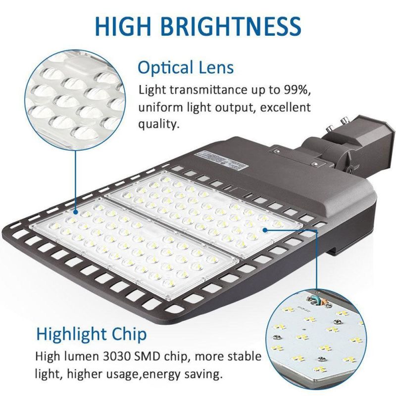 Outdoor Adjustable 80W 100W 150W 200W 250W 300W 400W LED Shoe Box Area Parking Lot Street Light for Square Highway Main Road Tollway with Smart Control System