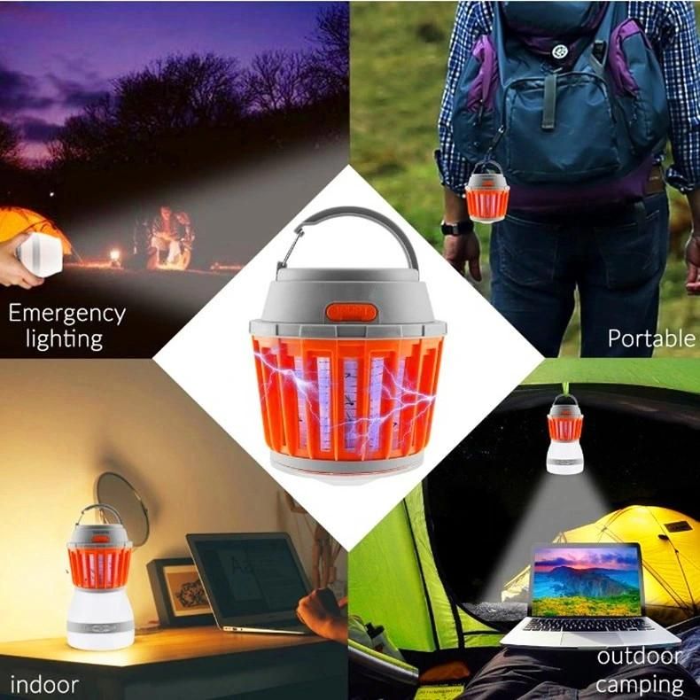 Waterproof IP67 USB Powered UV LED Outdoor Camping Light & Mosquito Killer Trap Lamp with Solar Panel