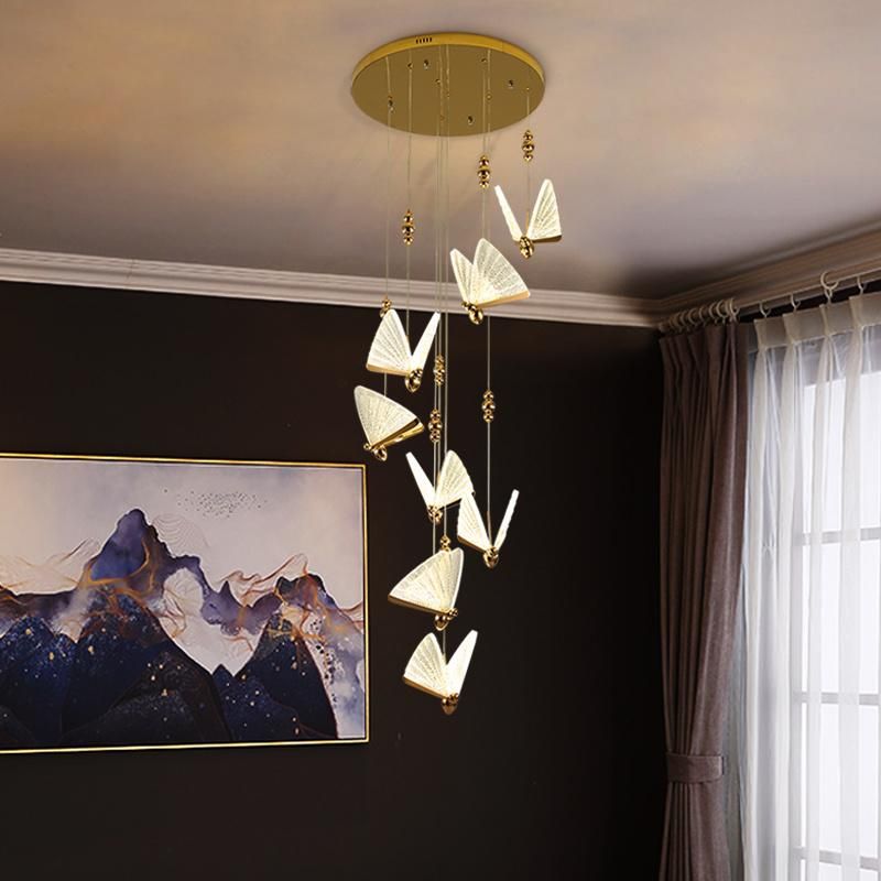 2022 Hotel Luxury Dining Hinging Crystal Butterfly Chandeliers Lighting