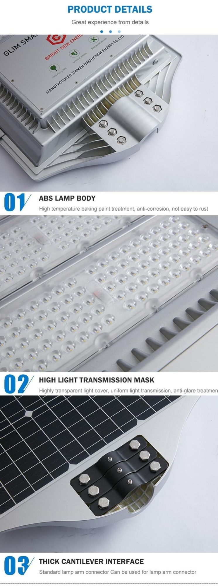 2020 New High Bright 1100lm 1000W 150W Waterproof Security Customized Portable High Efficiency Energy Saving Waterproof IP67 Road LED Solar Street Light